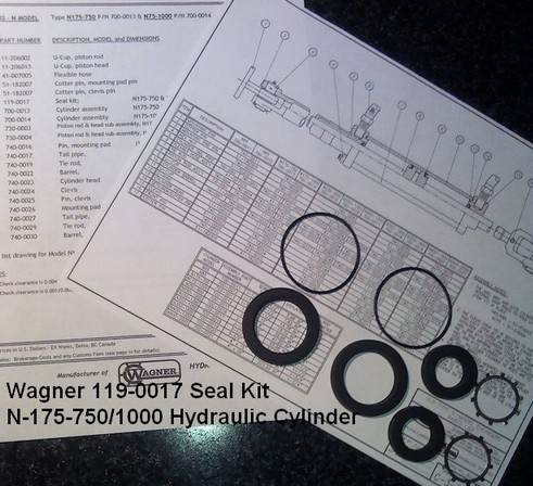 119-0017 ... Wagner Seal Kit for N-175-750/1000 Hydraulic Cylinder